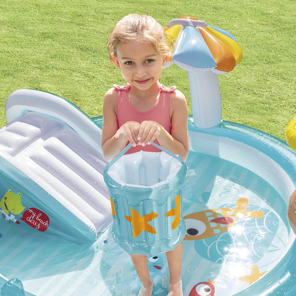 Piscina Infantil Playground Jacaré Esguicha Água Inflável 160 Litros - Intex