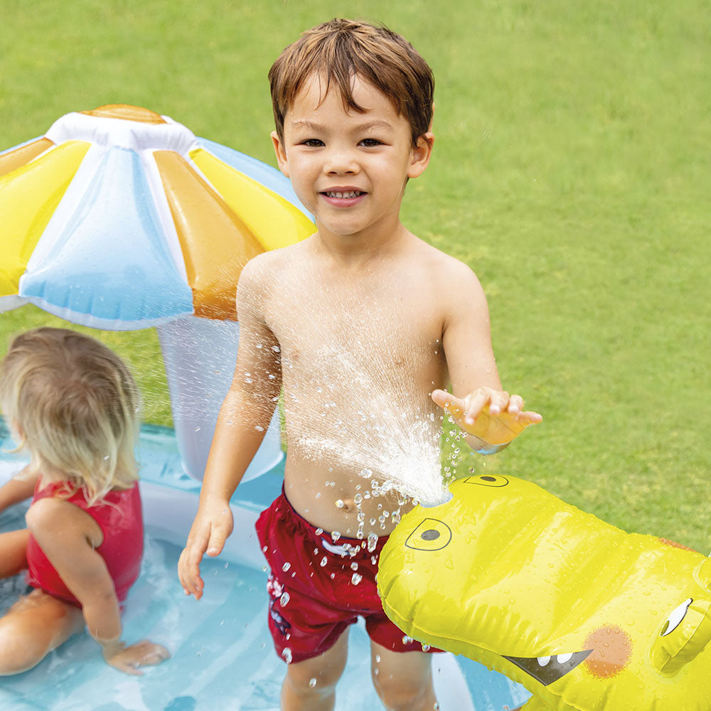 Piscina Infantil Playground Jacaré Esguicha Água Inflável 160 Litros - Intex