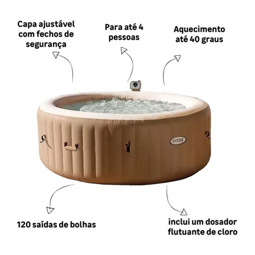 Banheira Ofurô Hidro Piscina Spa Inflável 795 Litros com Bomba Filtro Aquecedor e Bolhas 127v