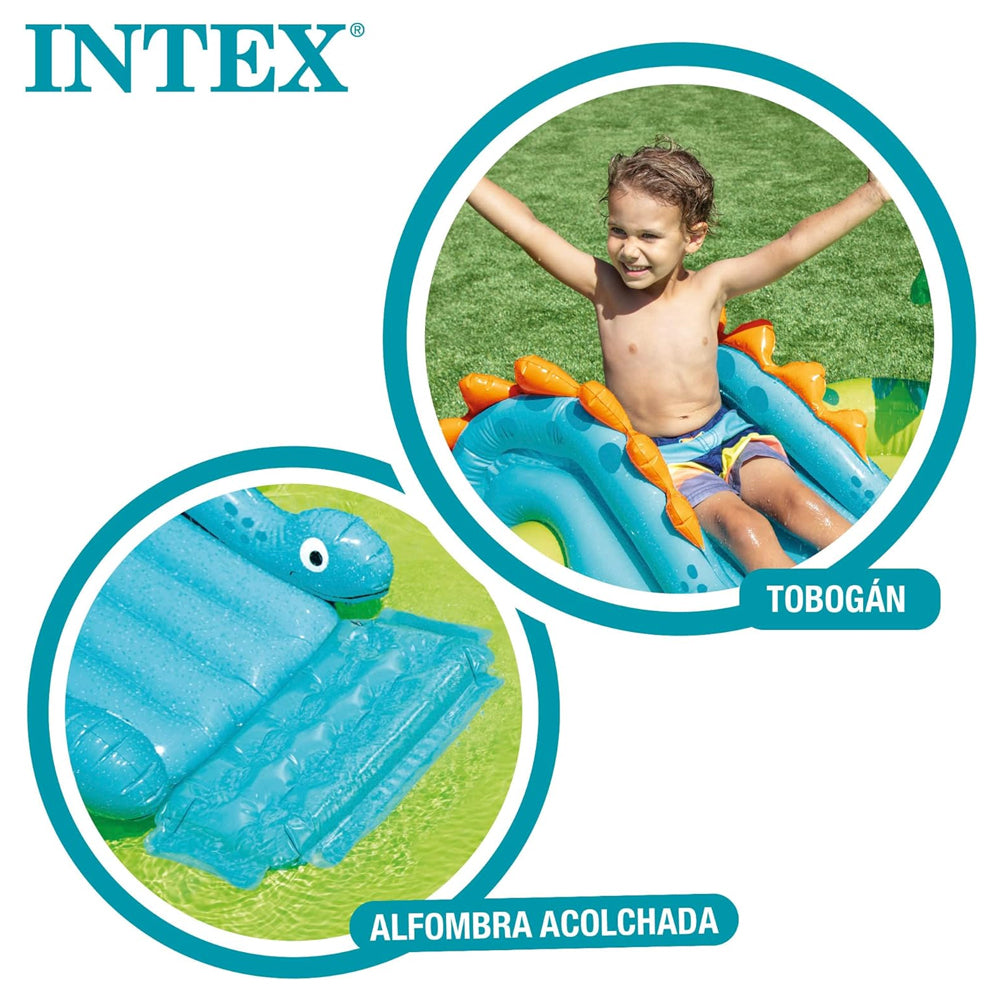 Piscina Inflável Intex Parque dos Dinossauros 143 Litros Escorregador Infantil