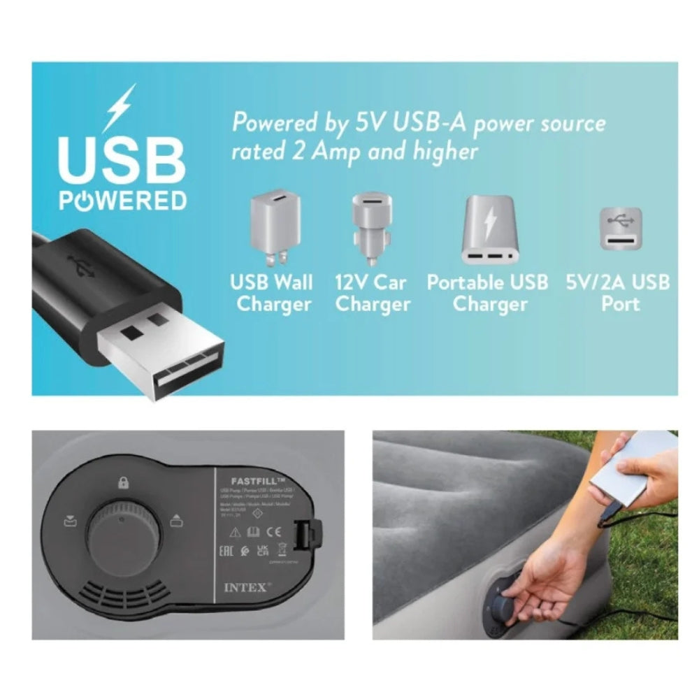 Kit 02 Colchão Inflável Casal Intex Queen Dura Beam Plus Bomba de Ar Usb Embutida