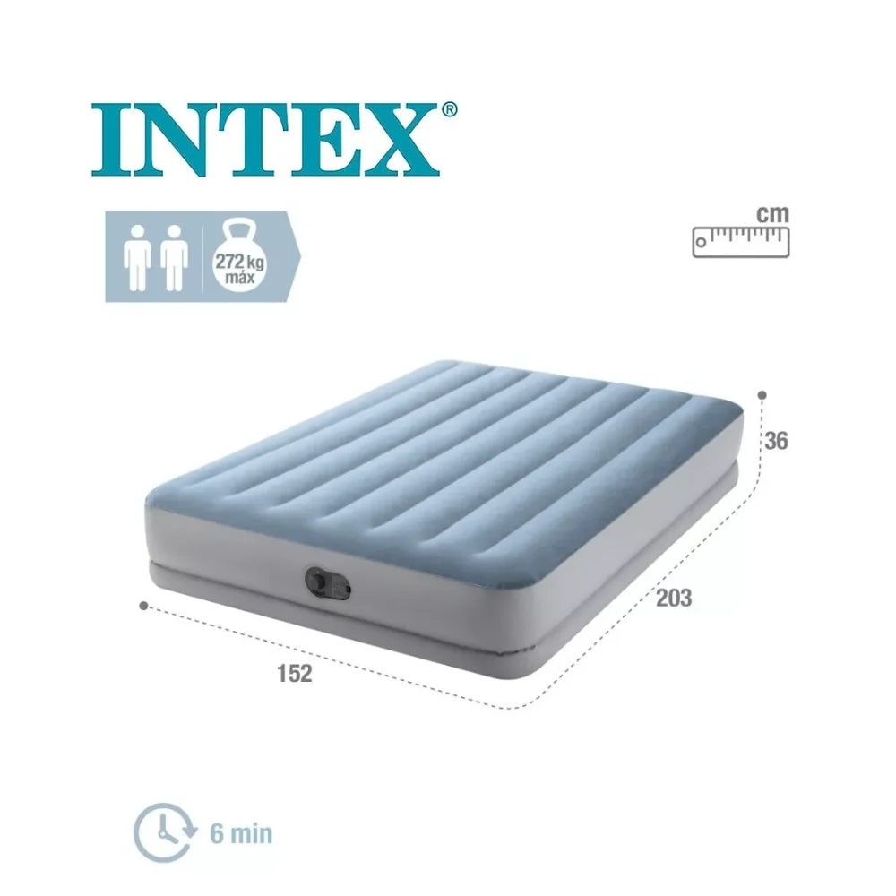 Colchão Inflável Casal Intex Queen Dura Beam Plus com Bomba de Inflar Usb Embutida