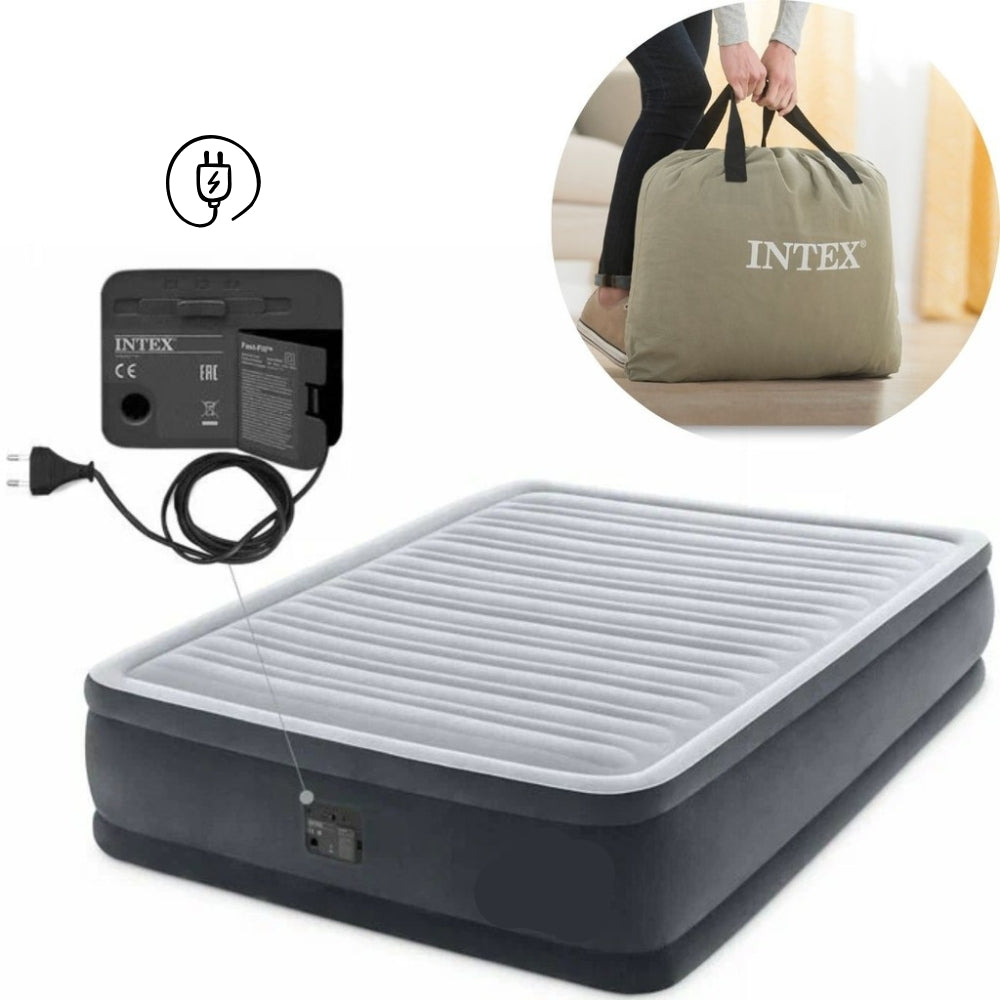 Colchão Casal Inflável Intex Dura Beam Comfort Plush C/ Bomba Elétrica