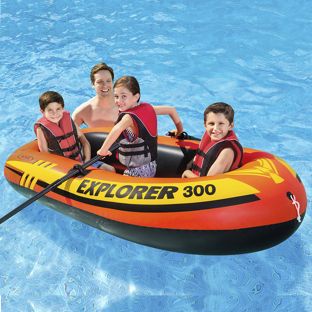 Bote Inflavel Com Remos e Bomba de Ar Manual Intex Explorer 300 211cm Barco Inflável Resistente até 186Kg