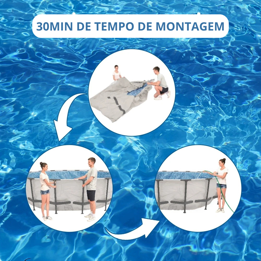 Piscina Estruturada 15.232 Litros Bestway Steel Pro MAX 4,27m x 1,22m + Filtro 3028L/h 127V + Capa + Escada