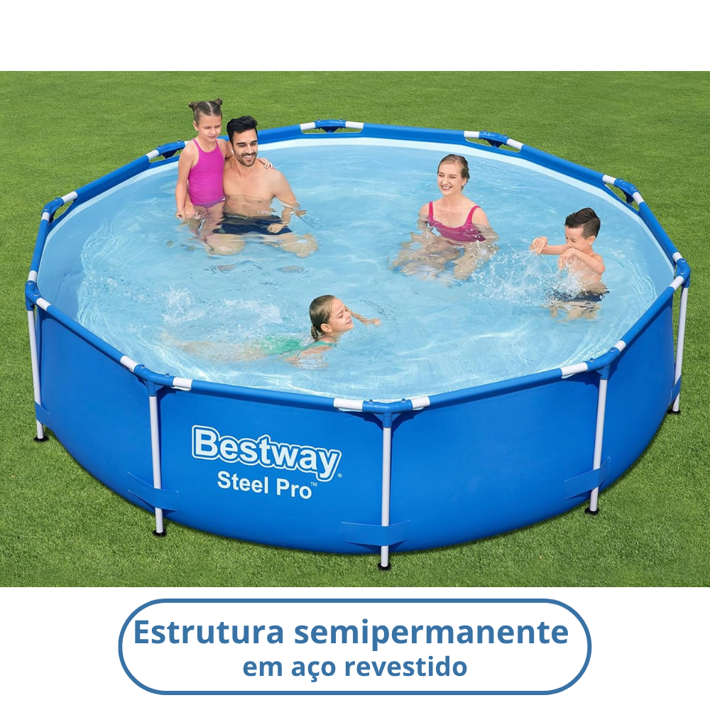 PISCINA ESTRUTURAL 4.678 LITROS BESTWAY CIRCULAR STEEL PRO 3,05MX76CM