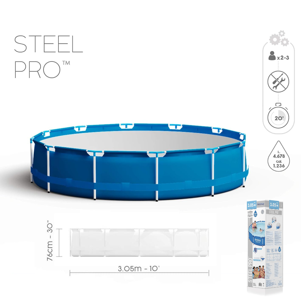 PISCINA ESTRUTURAL 4.678 LITROS BESTWAY CIRCULAR STEEL PRO 3,05MX76CM