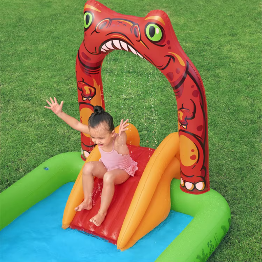 Piscina Inflável Infantil Playground Dinossauro 190L Bestway com Acessórios e Bomba Manual Bestway