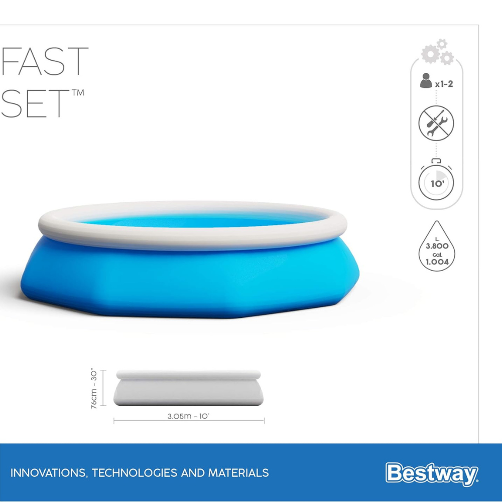 Piscina Inflável Grande Redonda Fast Set 3.800L Bestway