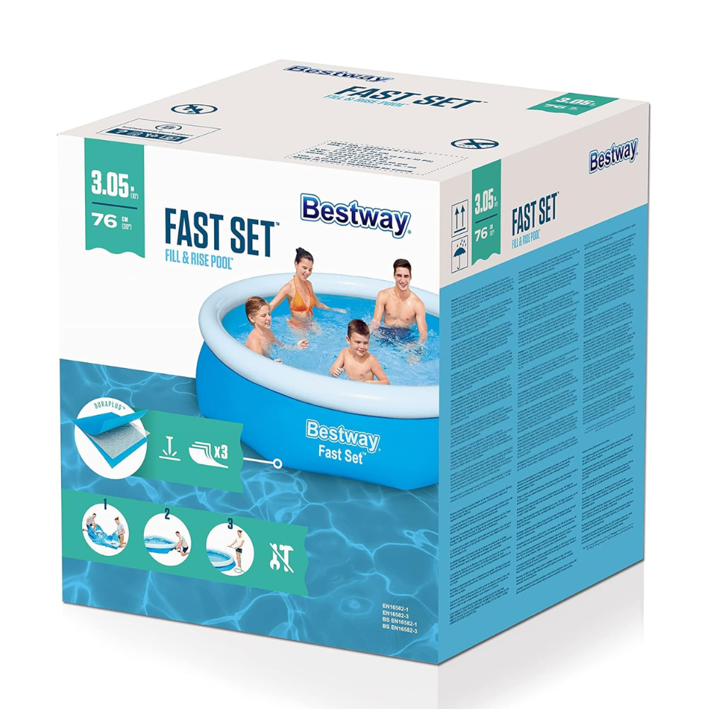 Piscina Inflável Grande Redonda Fast Set 3.800L Bestway