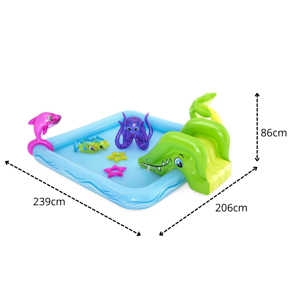 Piscina Inflável Infantil Playground Aquário Fantástico 308 Litros Bestway com 7 acessórios