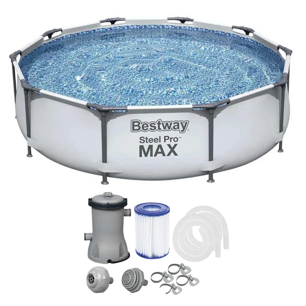 Piscina Estrutural 4678L Bestway Steel Pro MAX 3,05m x 76cm + Filtro 127V e Acessorios