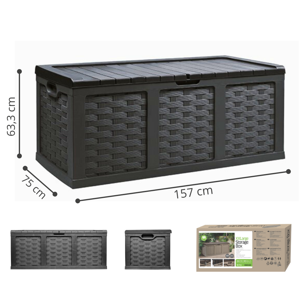Baú Caixa Organizadora Grande 634L Litros com Tampa Armazenamento Multiuso Rattan Starplast