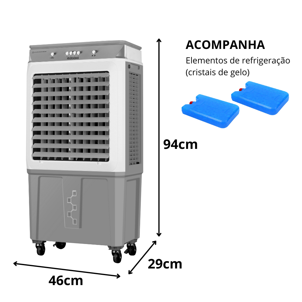 Climatizador de Ar Frio Portátil Itatiaia 40L 4 em 1 - Resfria, Umidifica, Filtra, Ventila