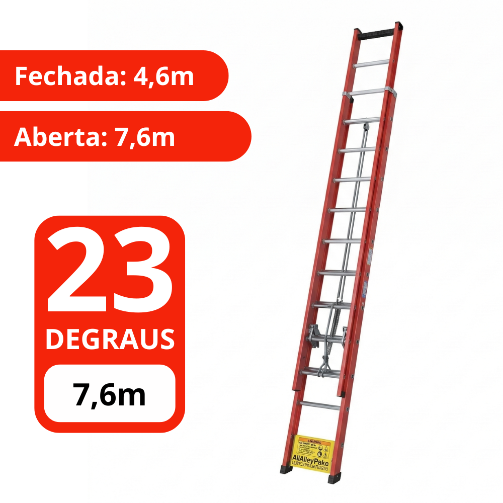 Escada Extensível Profissional Fibra de Vidro 4,25m a 7,25m 170kg Síntese