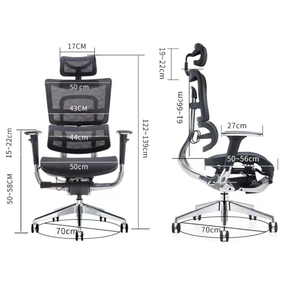 Cadeira de Escritório Ergonômica Executiva SyberFlex com Apoio de Pés Retrátil e Tela Mesh