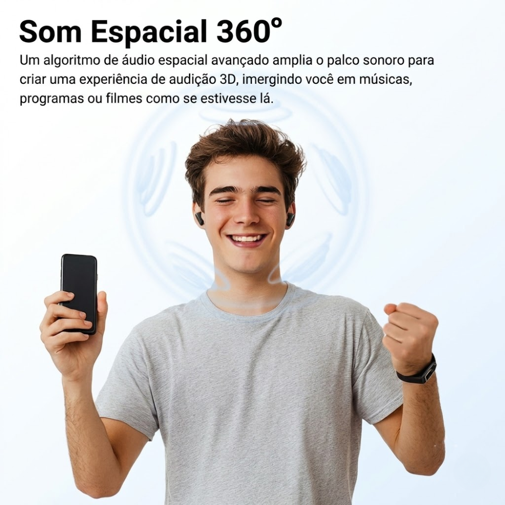 Fones De Ouvido Bluetooth Qcy Ailybuds E10 LDAC 27h Preto Midnight