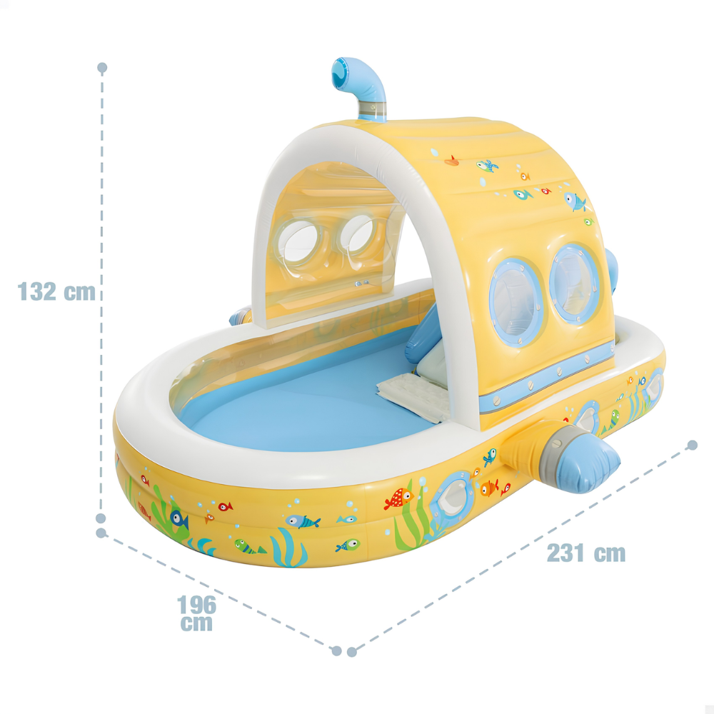 PISCINA INFANTIL PLAYGROUND CENTRO AQUÁTICO SUBMARINO 350 LITROS COM ESCORREGADOR