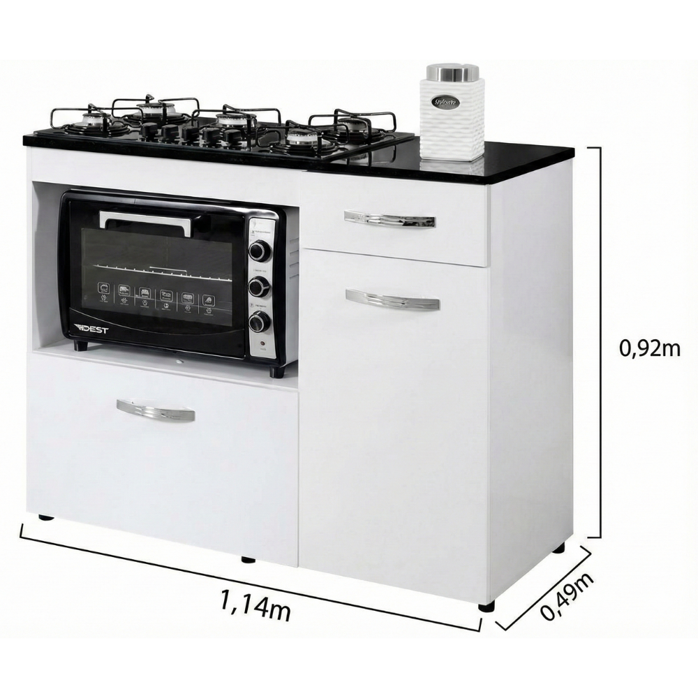 Kit Balcão Cooktop Violeta Branco Com Fogão 5 Bocas Itacook Itatiaia