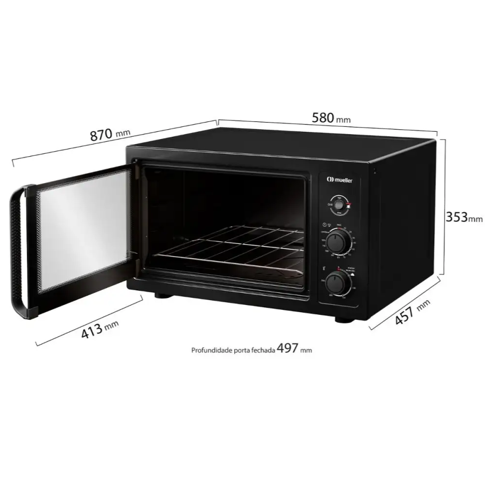 Forno Elétrico de Bancada Mueller MFB50B 50 Litros com Grill