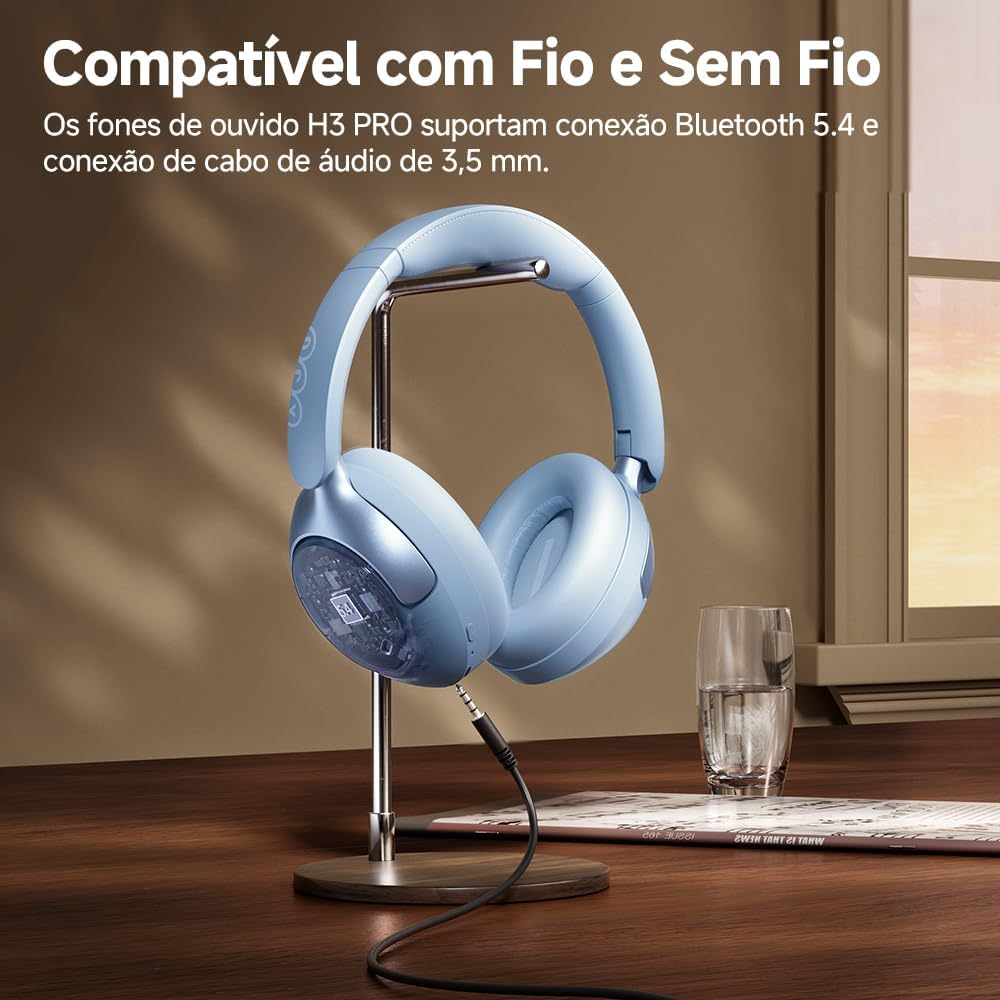 Fone de Ouvido Headphone Bluetooth QCY H3 Pro ANC 50dB LDAC BH24H3B 55h