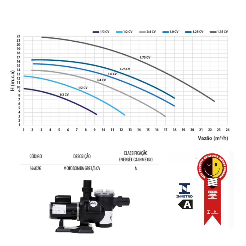 Kit Bomba De Piscina 1/3 Com Filtro GRE200 Até 19.000 Litros