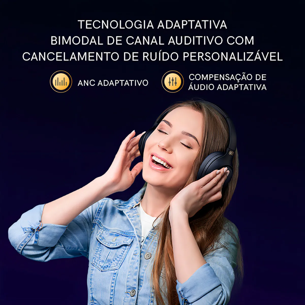 Fone de Ouvido Headphone Bluetooth QCY H3 ANC 43dB BH23H3A 60h