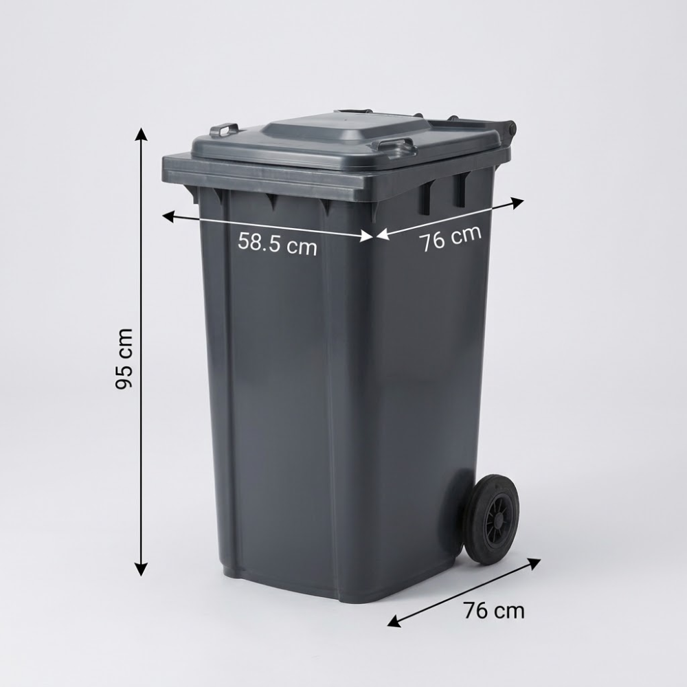 Lixeira Grande Coletora 240 Litros com Rodas e Alça