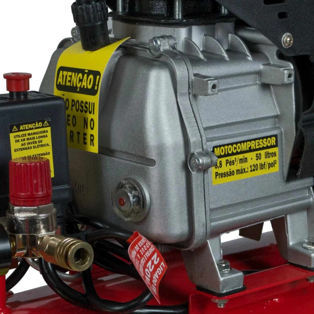 Compressor de Ar Portátil Motomil 8,8 Pés/min 2,5HP Bivolt 50L c/ Acessórios para Pintura e Inflagem