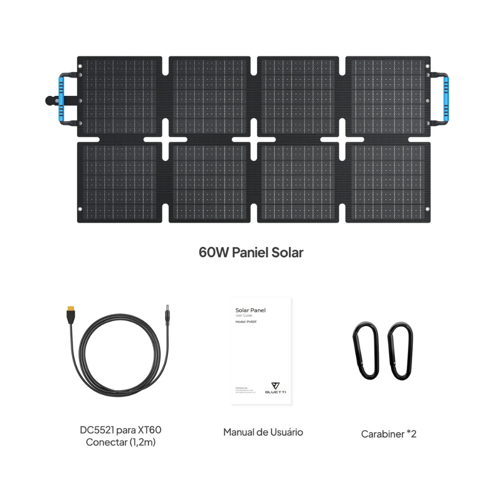 Painel Solar Portátil BLUETTI 60W Dobrável