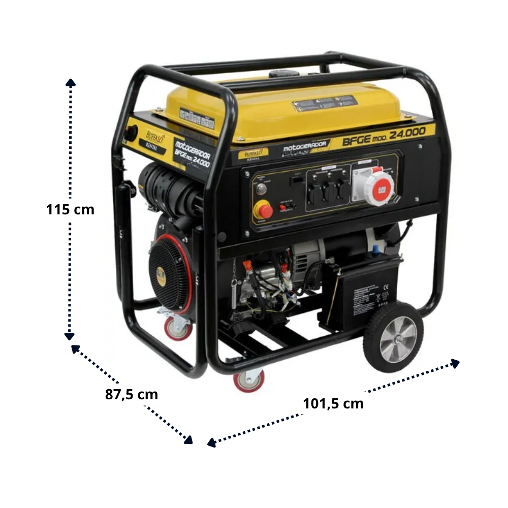 Gerador a Gasolina 24,0 kVA 999cc Trifásico 220/380V Partida Elétrica BFGE 24.000 Rental Trifasico 380V Buffalo