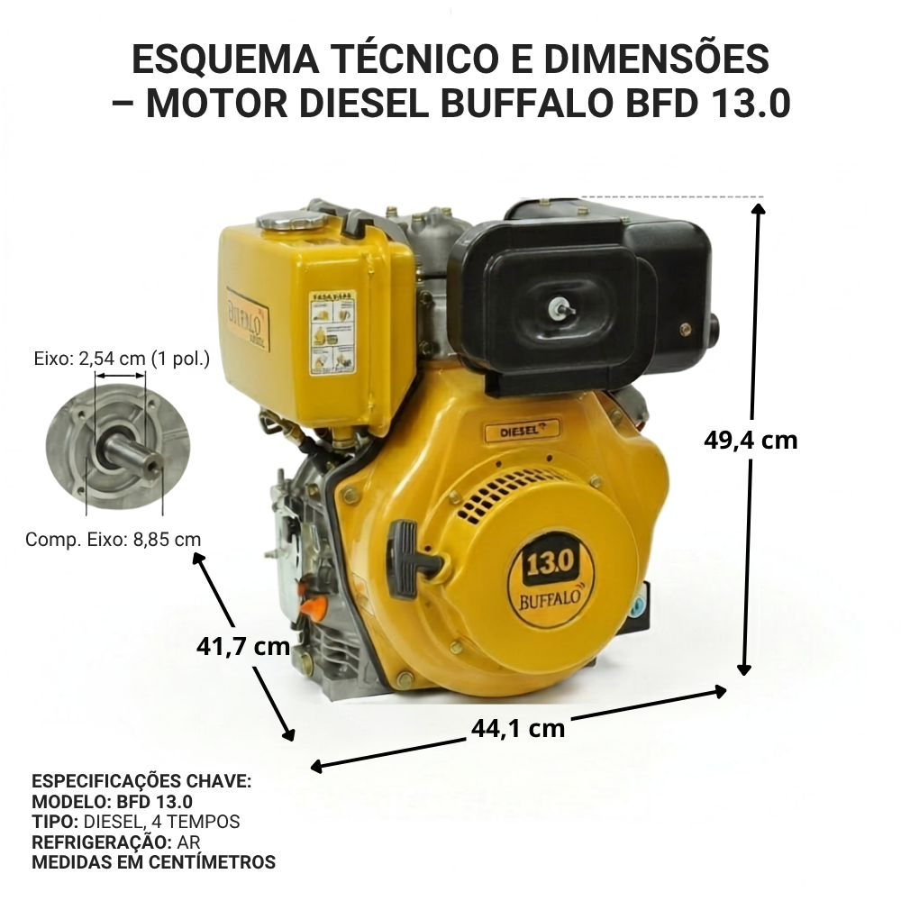 Gerador de Energia a Diesel Buffalo BFD 13CV Partida Manual 456 cc