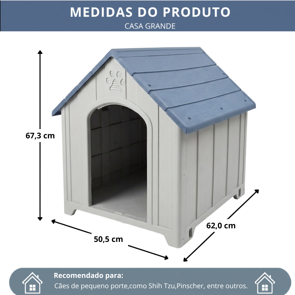 Casa Casinha para Cachorro Média Resistente Impermeável Fácil Montagem Syberflex