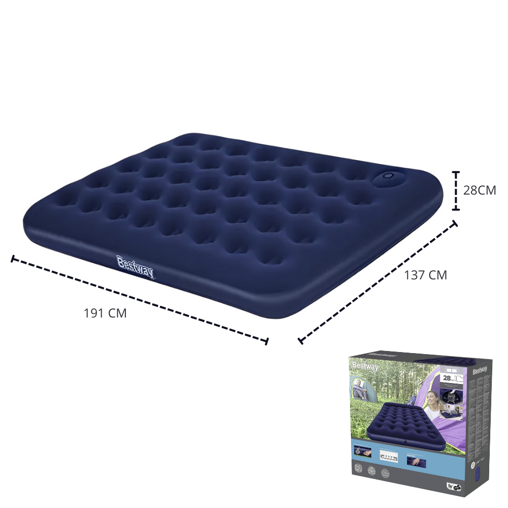 Kit 2 Colchões Infláveis Casal Full 191x137x28cm com Bomba Interna Bestway