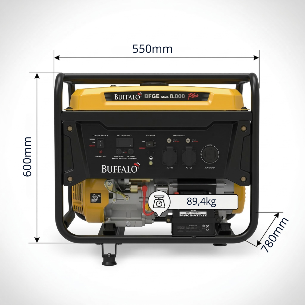 Gerador de Energia À Gasolina Buffalo Bfge 8.000 Plus 8kva Partida Elétrica 110/220v