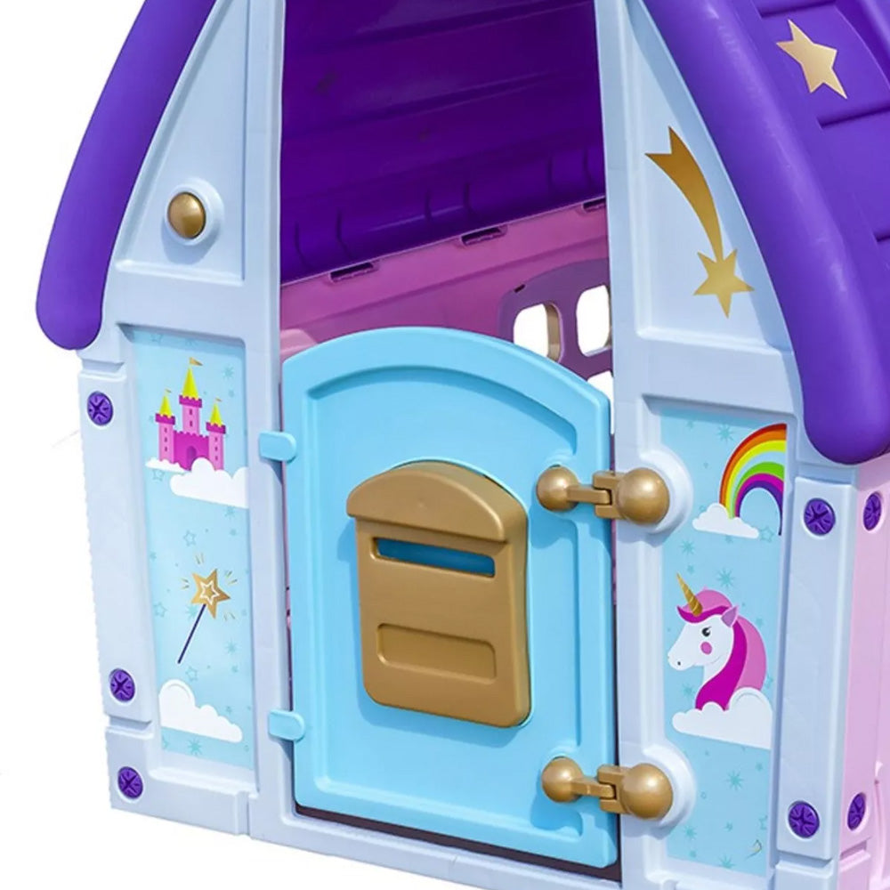 Casinha de Brinquedo Infantil Playground Unicórnio Com Porta e Janela Grand House