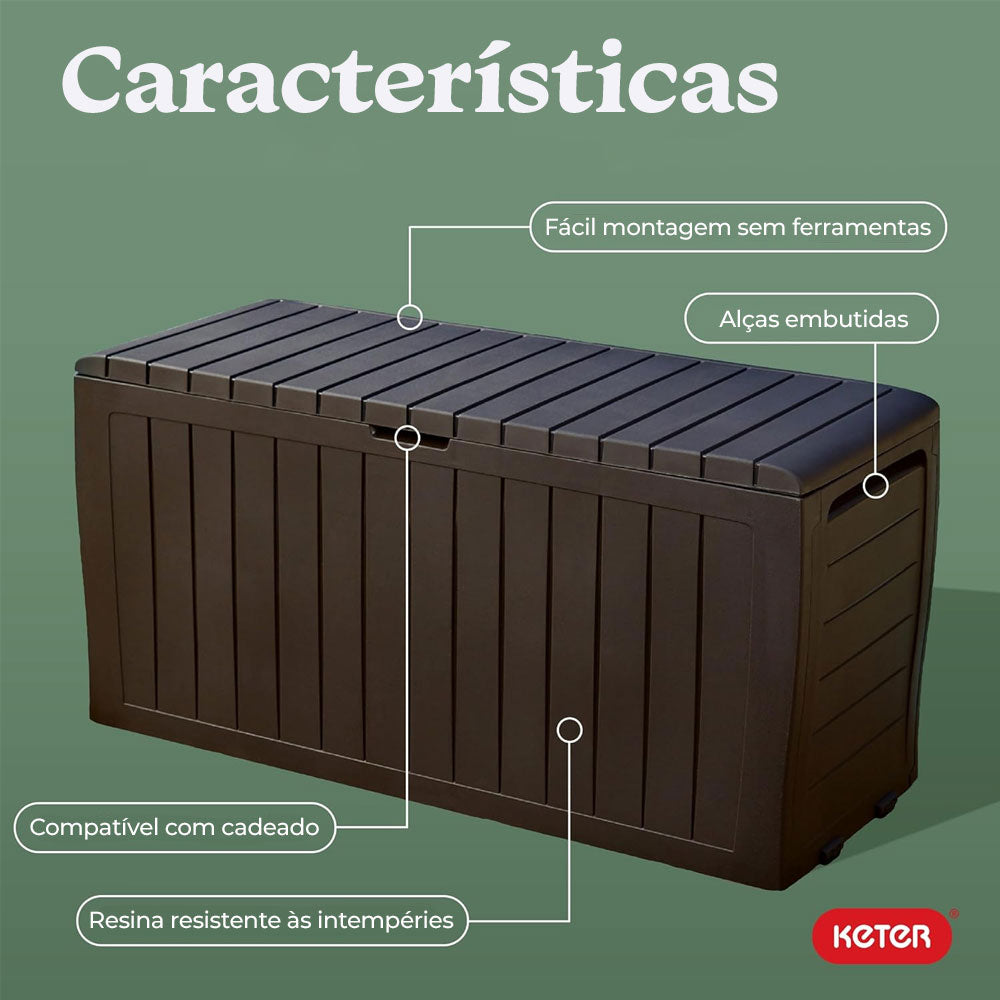 Baú Caixa Organizadora Multiuso Grande 270 Litros Marvel Marrom Keter