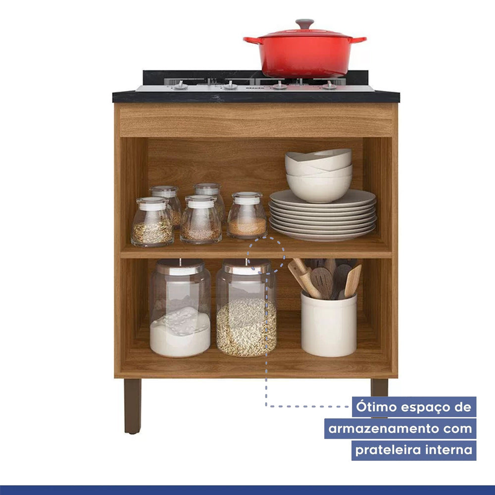 Balcao Cooktop 05 Bocas 2 Portas Sevilha Nature/off White Kaiki Móveis