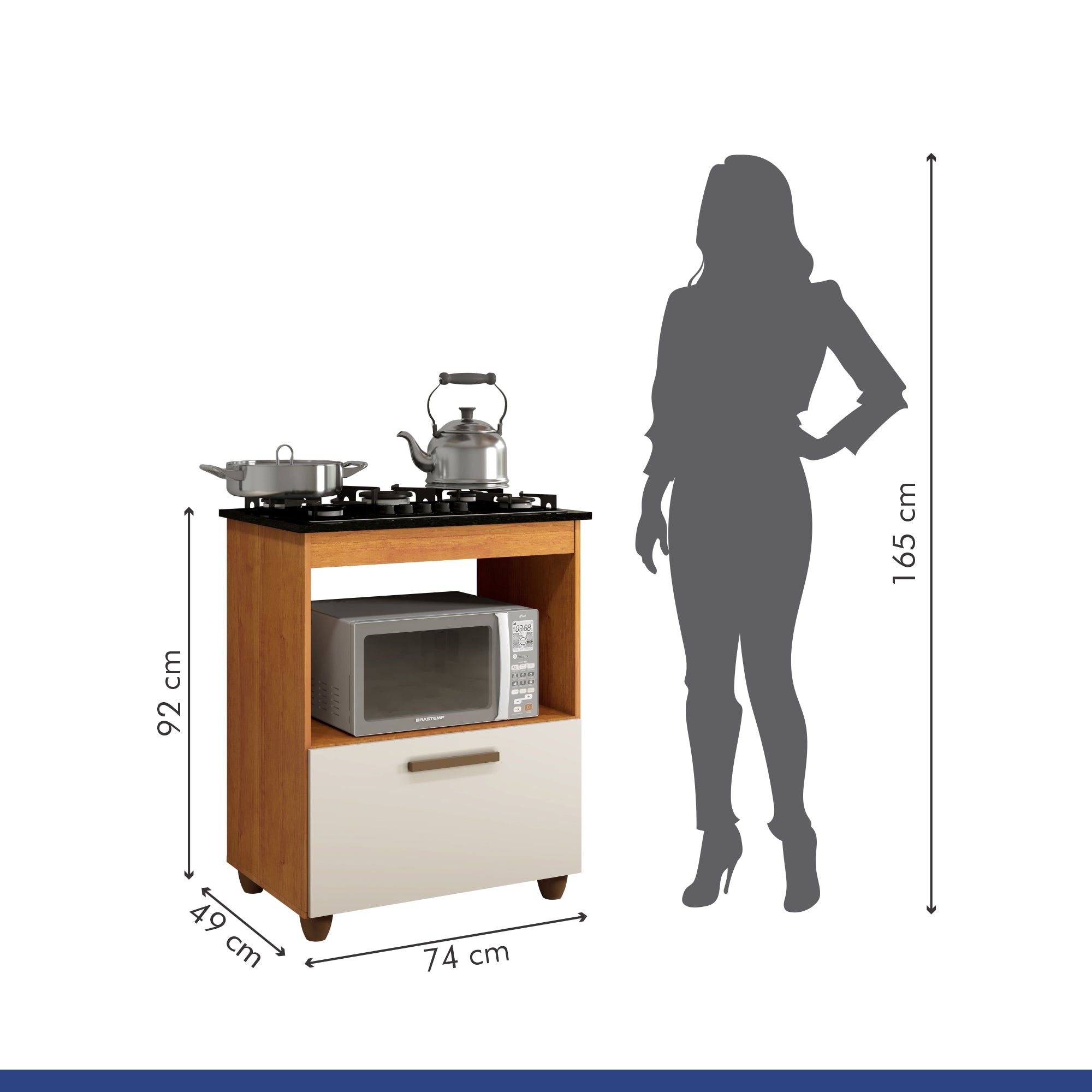 KIT BALCÃO COOKTOP ITATIAIA COM 1 PORTA E FOGÃO COOKTOP 5 BOCAS