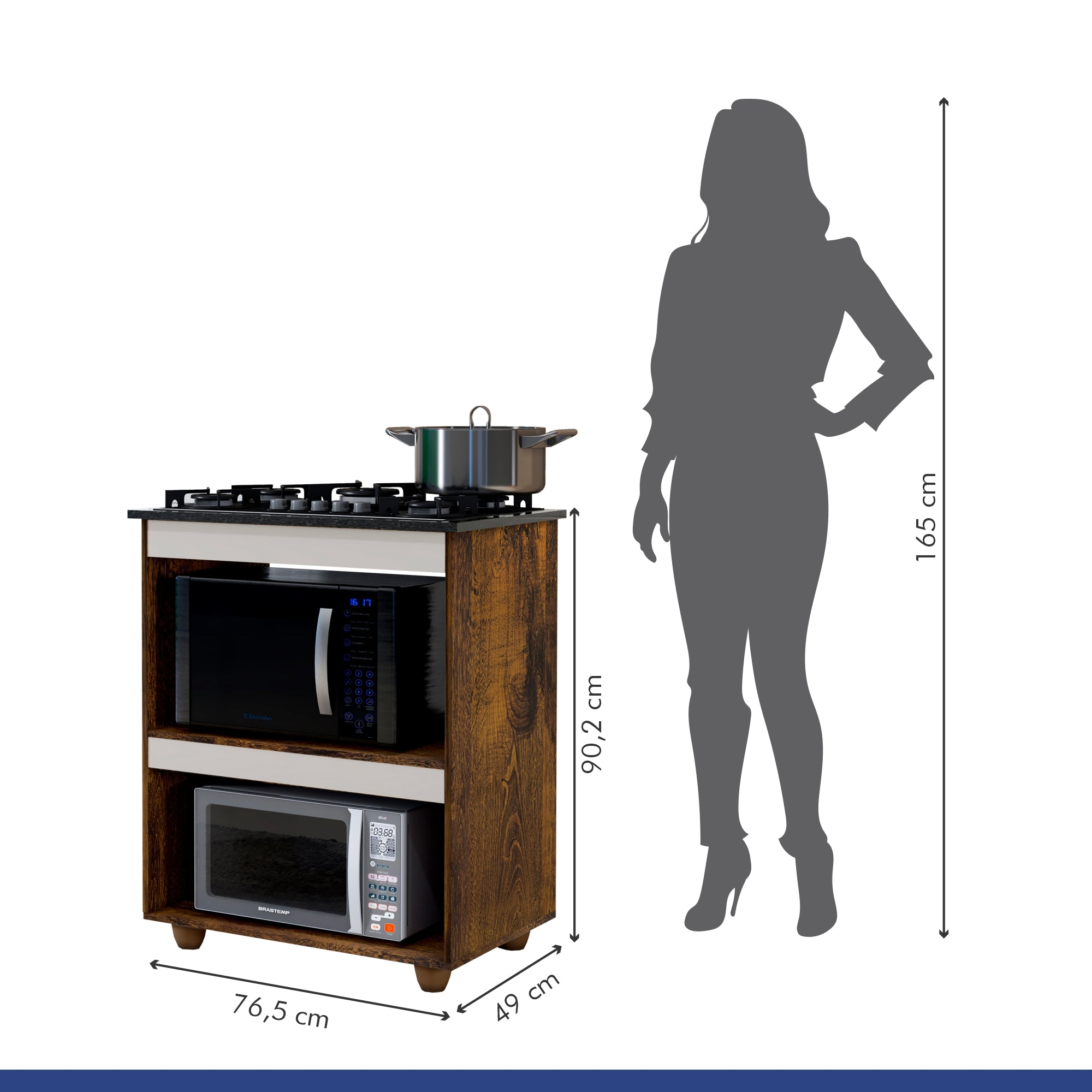 Balcão de Cozinha para Cooktop 4 Bocas Turim Ype/off White Kaiki