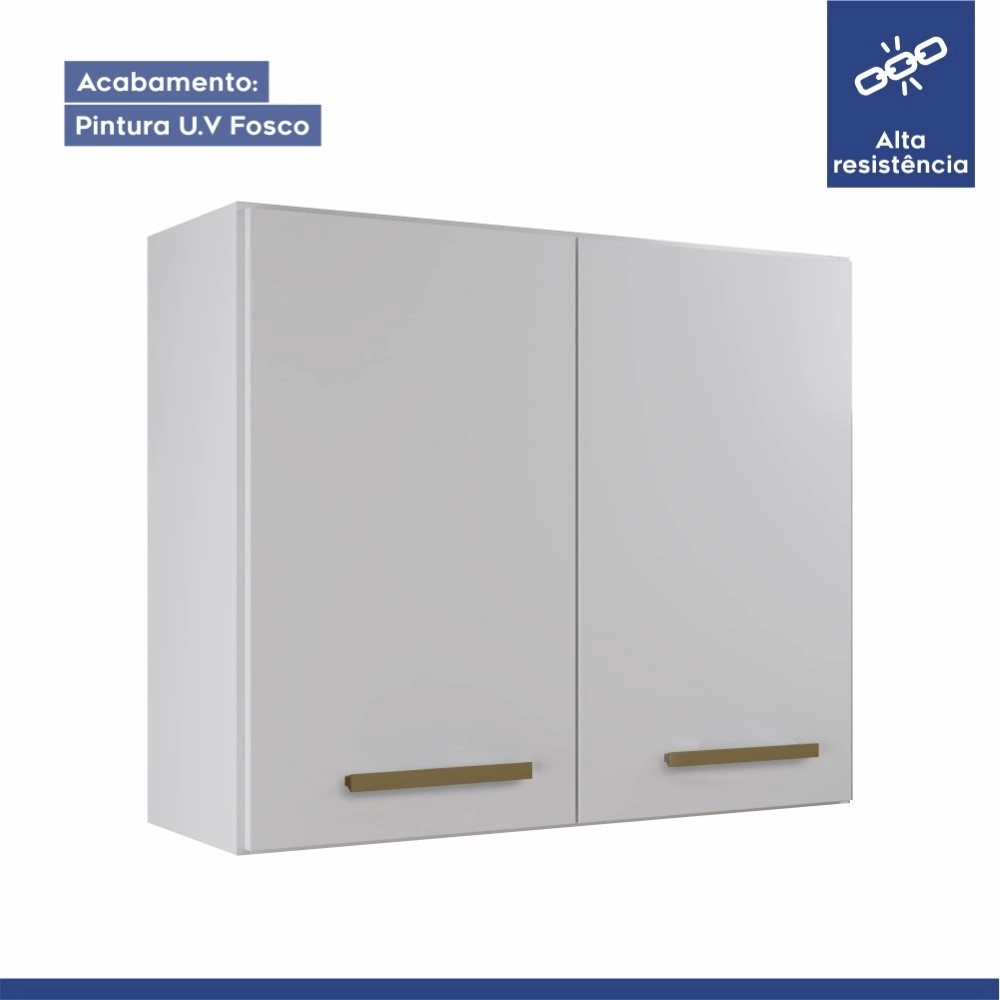 Armário Aéreo 2 Portas para Cozinha Valencia Branco Kaiki