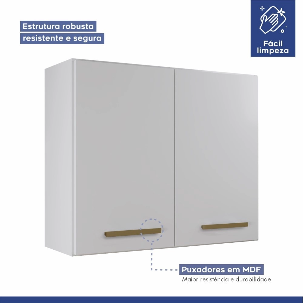 Armário Aéreo 2 Portas para Cozinha Valencia Branco Kaiki