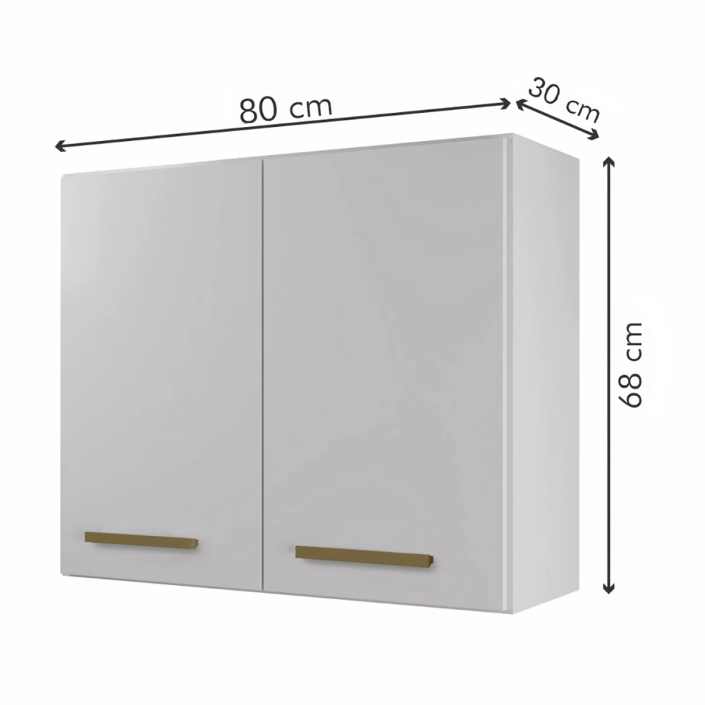 Armário Aéreo 2 Portas para Cozinha Valencia Branco Kaiki