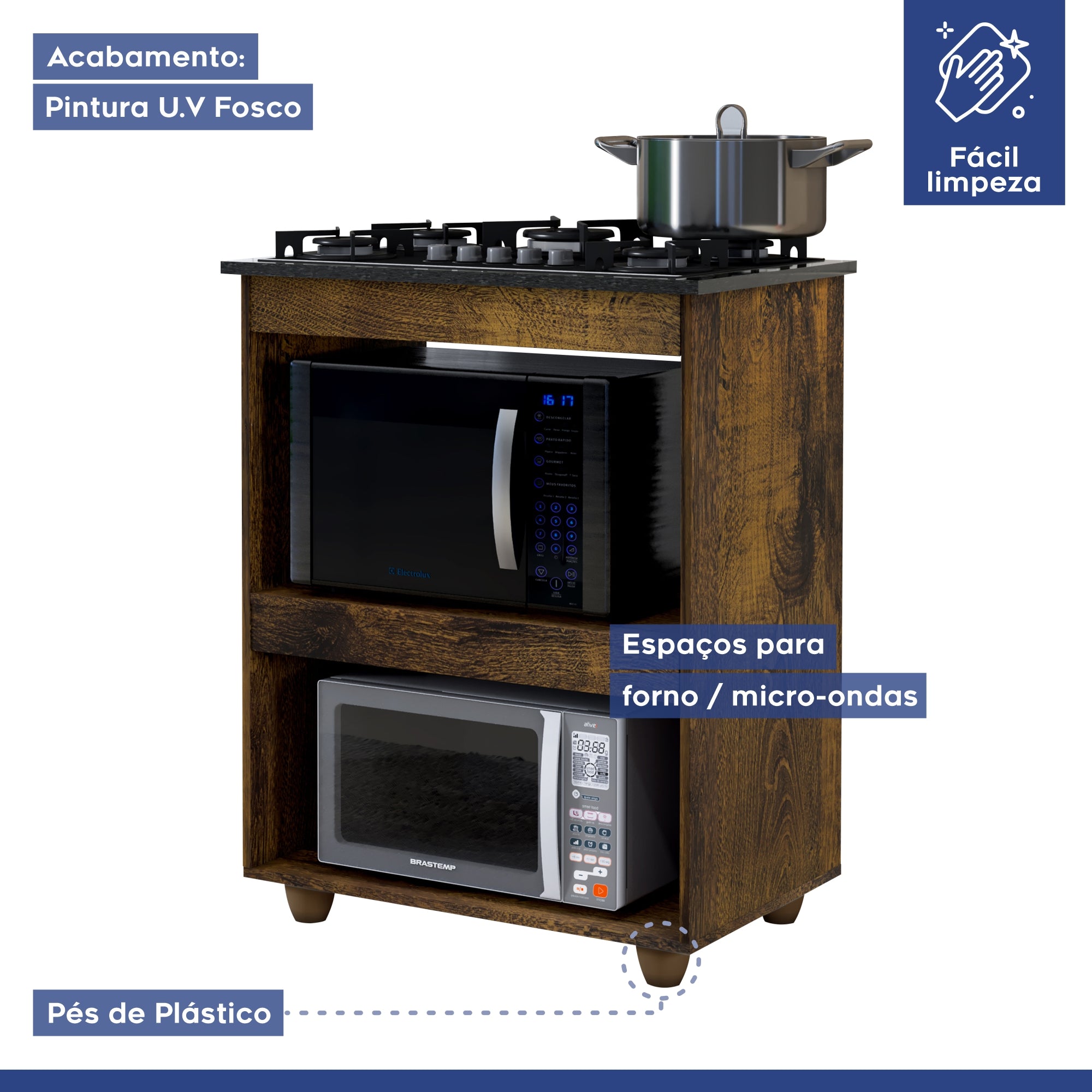 Balcão de Cozinha para Cooktop 5 Bocas Turim Ype Kaiki