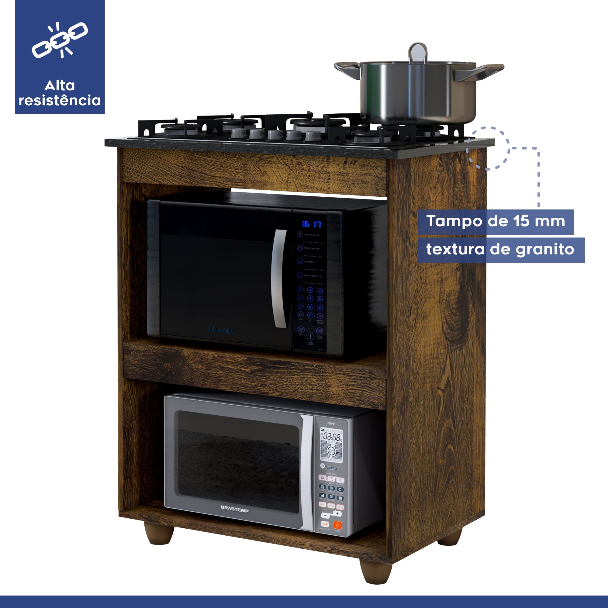 Balcão de Cozinha para Cooktop 5 Bocas Turim Ype Kaiki