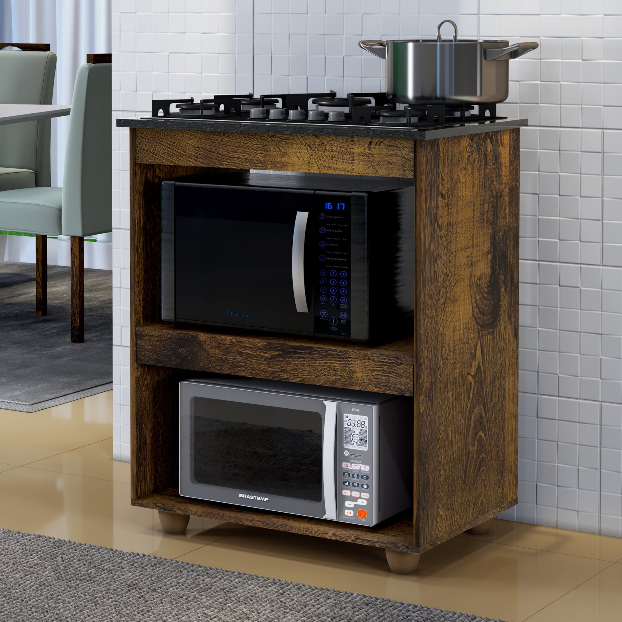 Balcão de Cozinha para Cooktop 5 Bocas Turim Ype/off White Kaiki