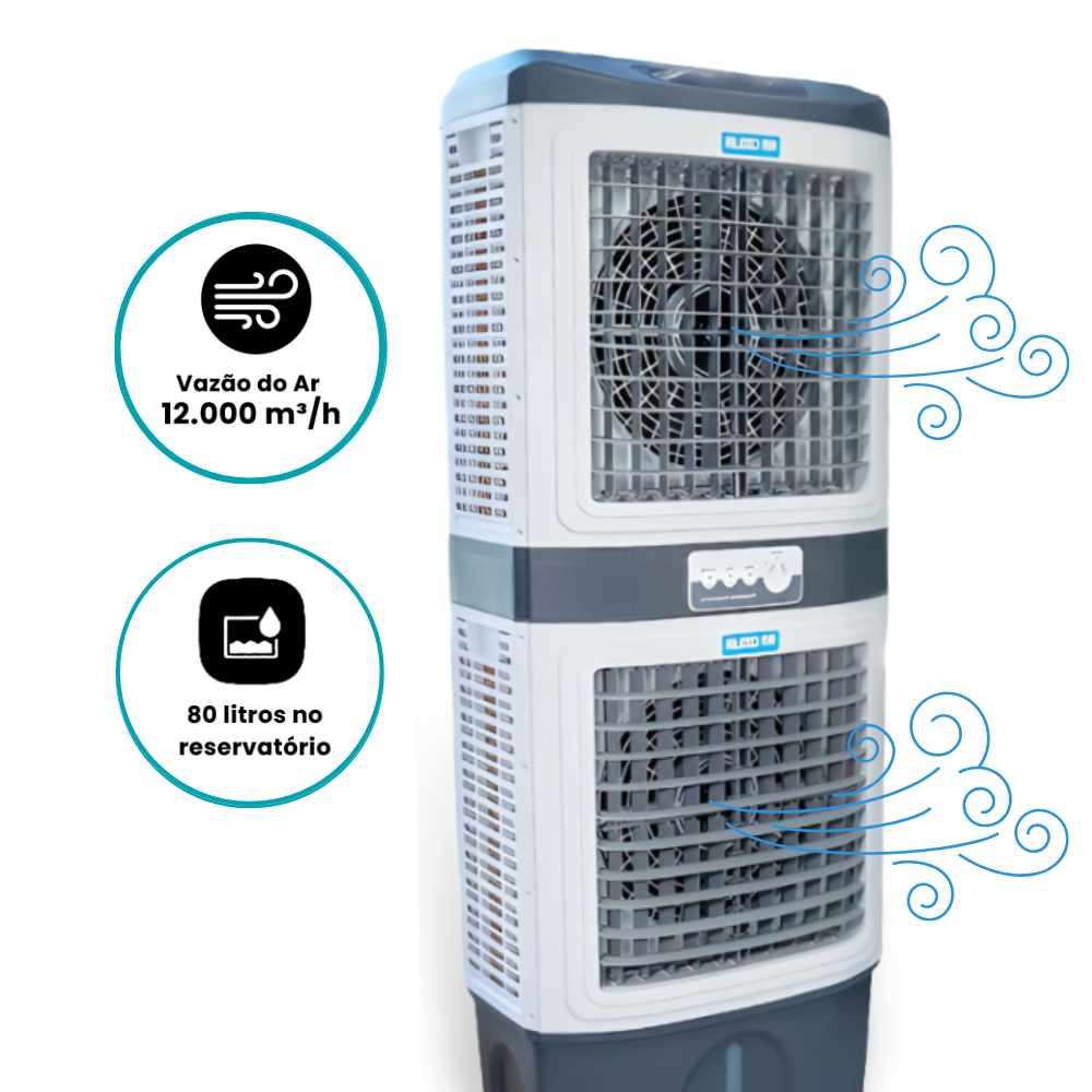 Climatizador Duplo Industrial de Ar Umidificador 80 Litros Portátil 220v Ultraar