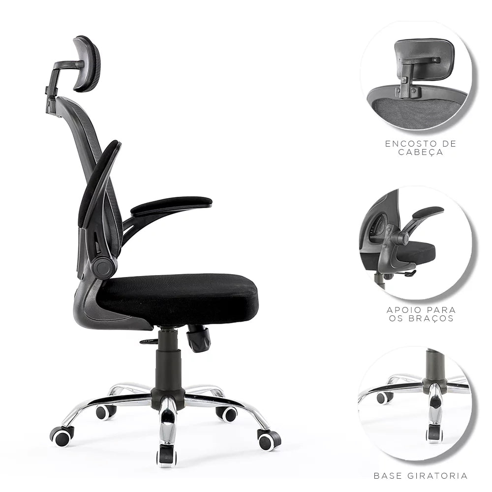 CONJUNTO MESA PARA ESCRITÓRIO SECRETÁRIA 1,20MT COM CADEIRA DE ESCRITÓRIO PRESIDENTE GIRATÓRIA