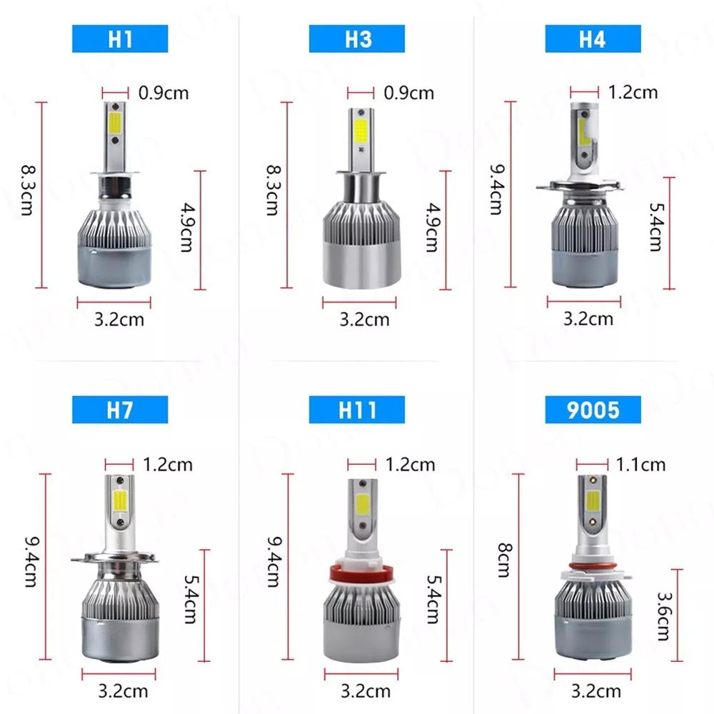 KIT LÂMPADA FAROL SUPER LED HEADLIGHT C6 2D 72W 6000K