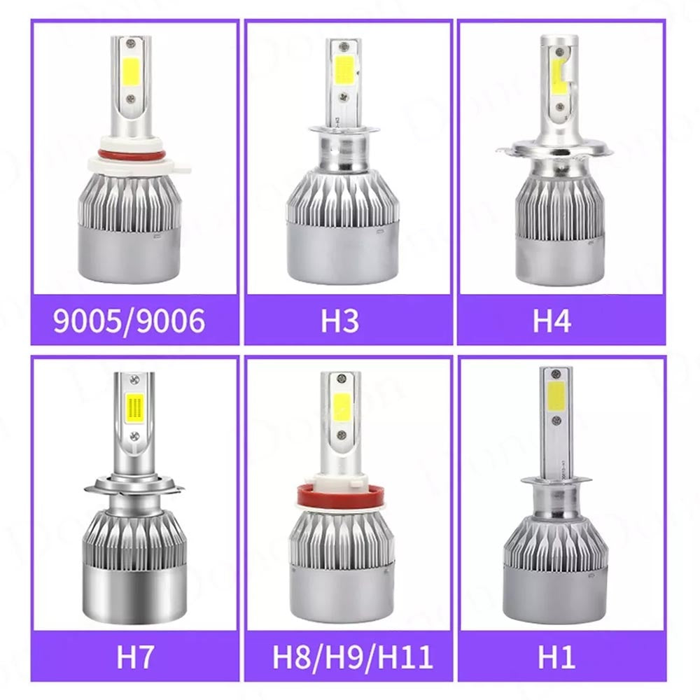 KIT LÂMPADA FAROL SUPER LED HEADLIGHT C6 2D 72W 6000K
